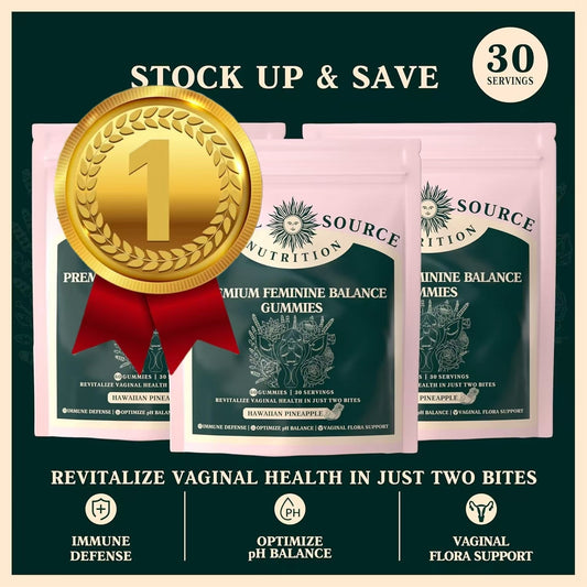 Vital Source Nutrition - Premium Feminine Balance Gummies - for Women’s Health & Wellness - Immune Support - Vegan, Gluten-Free & Halal - Hawaiian Pineapple - 60 Gummies - 30 Servings