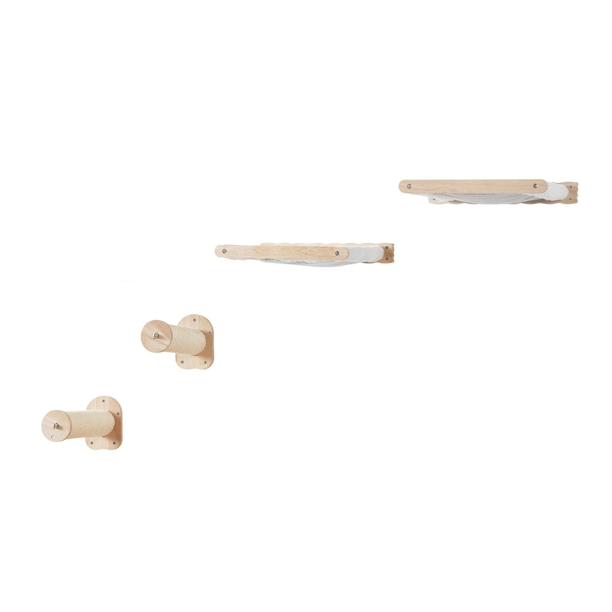 VEVOR Wall Mounted Cat Shelves With 2 Jumping Posts & 2 Hammocks Up To 40 Lbs