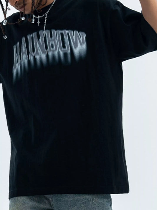 Men's Letter Round Neck Short Sleeve T-Shirt