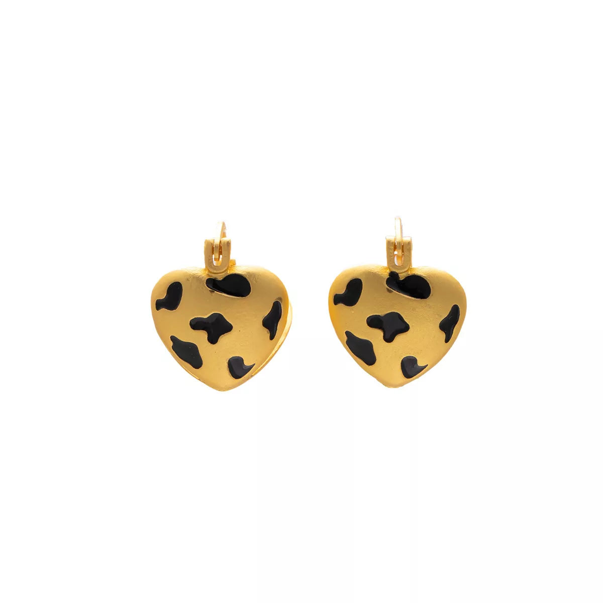 18K Gold-Plated Heart Leopard Print Statement Earrings
