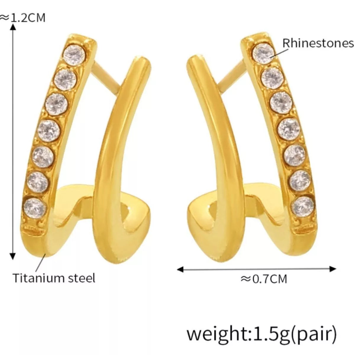 18K Gold-Plated Titanium Steel Rhinestone Earrings