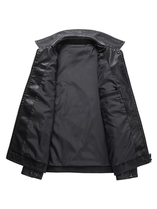 Men's Plus Size Zip Up Leather Jacket