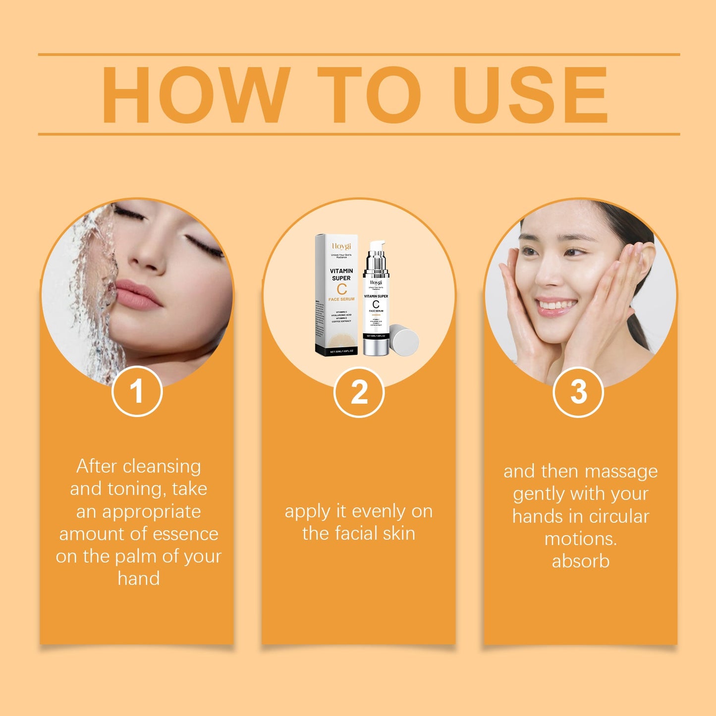 Hoygi Vitamin C Serum Hydrates Soft And Delicate Skin Moisturizing, Moisturizing And Brightening Face Serum