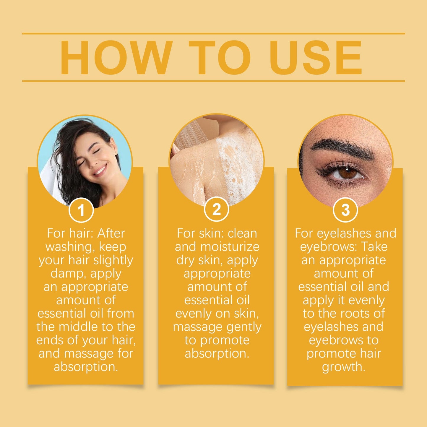 OUHOE Organic Castor Oil, Moisturizes And Hydrates Hair, Eyebrows, Skin, Body Multi-Effect Care Gentle Massage
