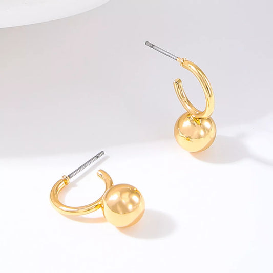 18K Gold-Plated Ball Hoop Earrings
