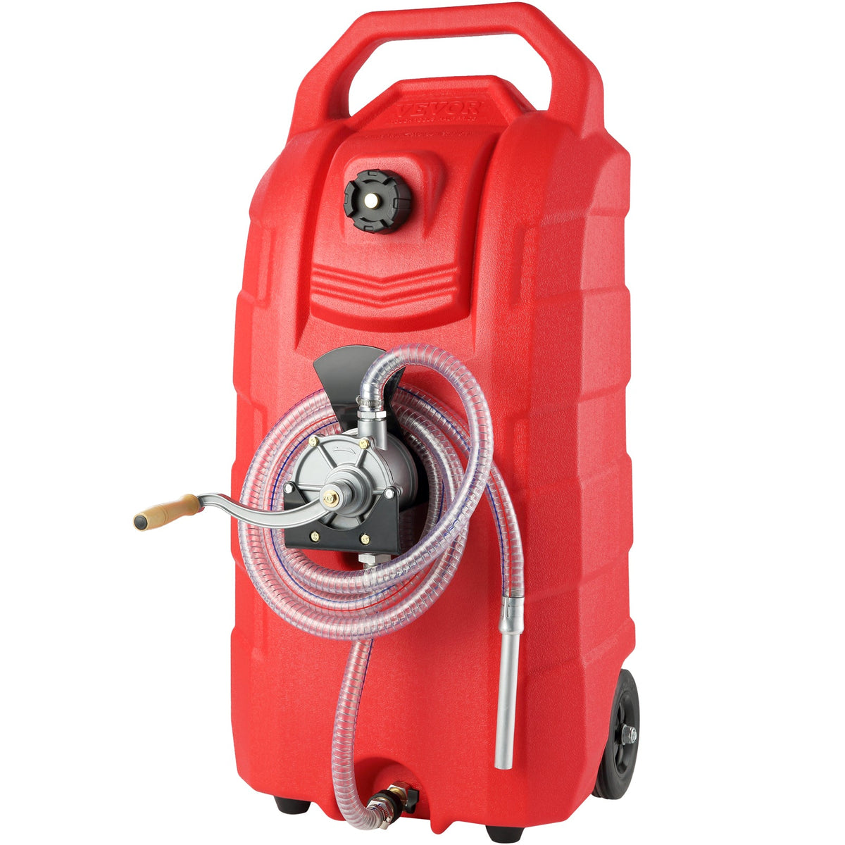 VEVOR 16 Gallon Fuel Caddy, Portable Gas Storage Tank Container With Hand Rubber Wheels, Fuel Transfer Storage Tank For Gasoline Machine Oil Car Mowers Tractor Boat Motorcycle