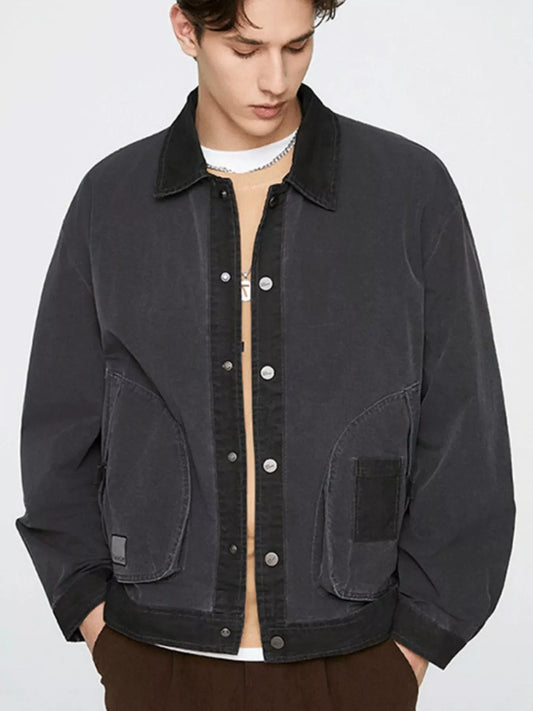 Men's Plus Size Snap Down Long Sleeve Jacket