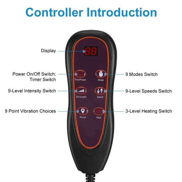 Full Body Electric Massage Mat With Heat Vibration Massage Pad Cushion Back Massage Mattress Chair Pad With Inflatable Head Lumbar Pillow With 10 Vibration Motors 3 Timers Anti-Slip Bottom Earplugs