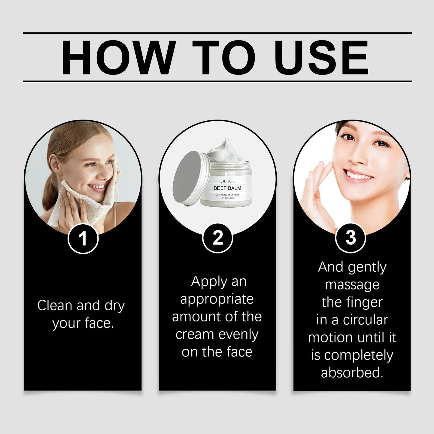 OUHOE Beef Balm, Fade Spots Deep Clean Hydrating Refreshing Skin Gentle Cream