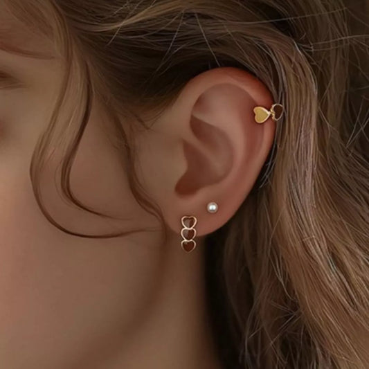 Triple Heart Stud Earrings