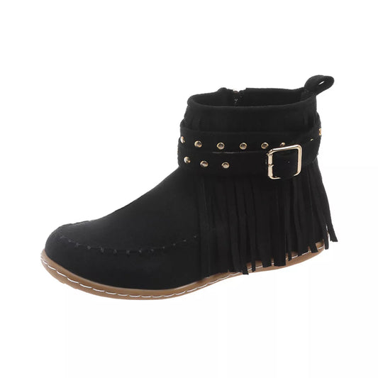 Fringe Round Toe Boots