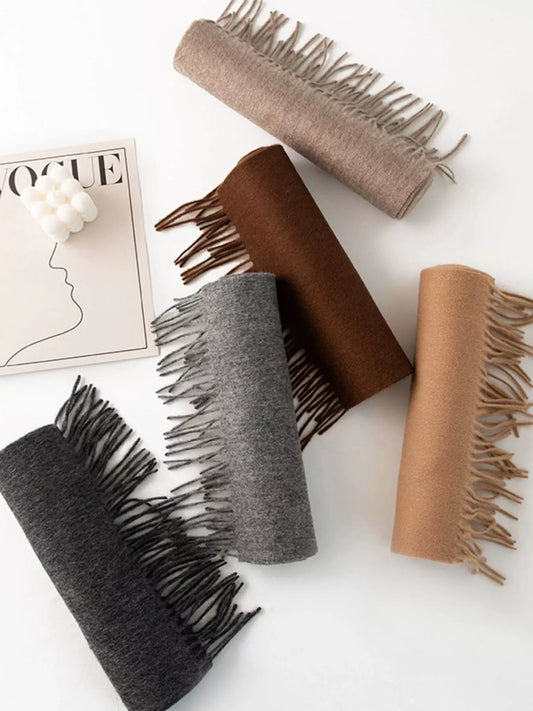 Solid Color Fringe Scarf