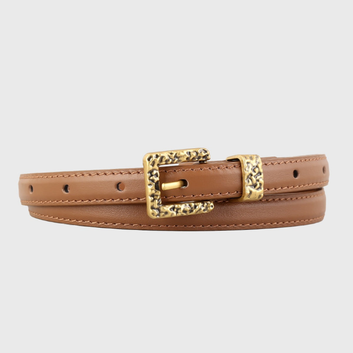 Skinny Leather Belt with Buckle