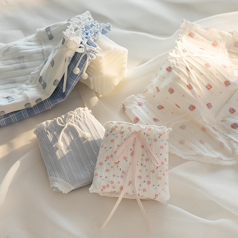 Bow Sweet Little Floral Ribbed Panties