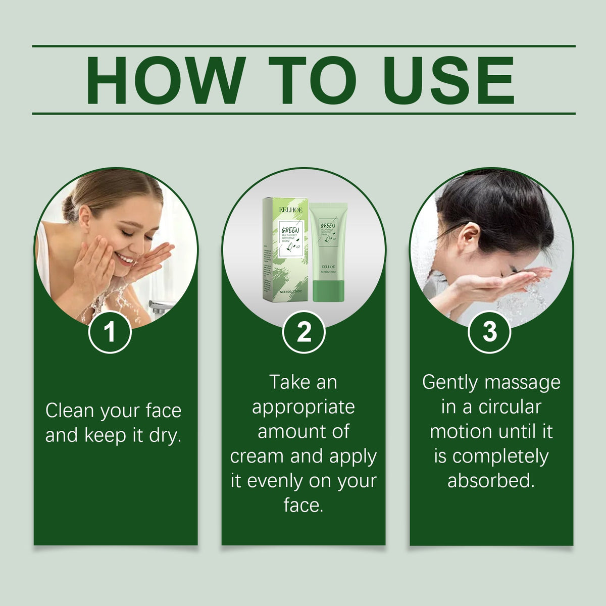 EELHOE Green Tea Protective Cream Outdoor Protective Refreshing Smooth Delicate Facial Acne Skin Daily Care Cream