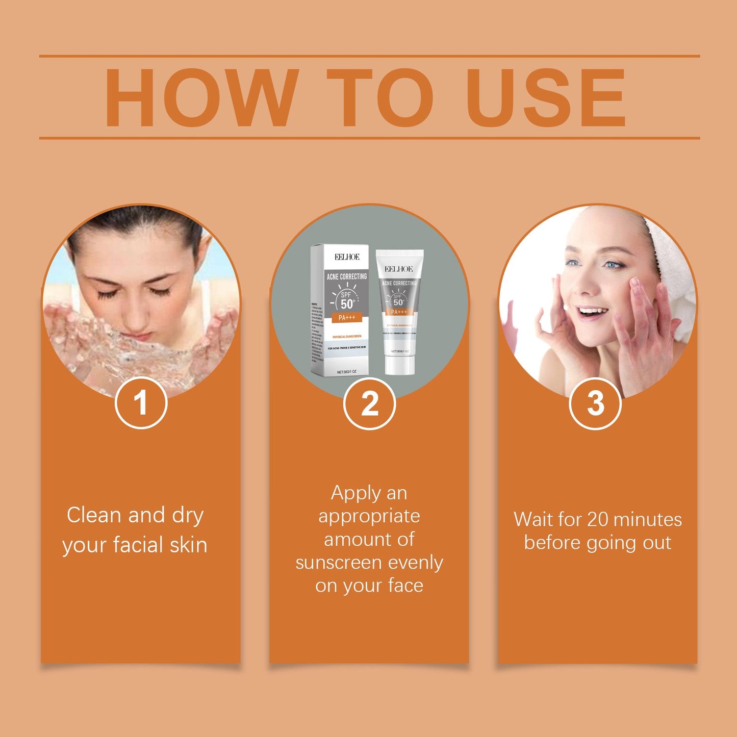 EELHOE Physical Sunscreen, Hydrating Sunblock Facial Skin Care Moisturizing And Nourishing Sunscreen