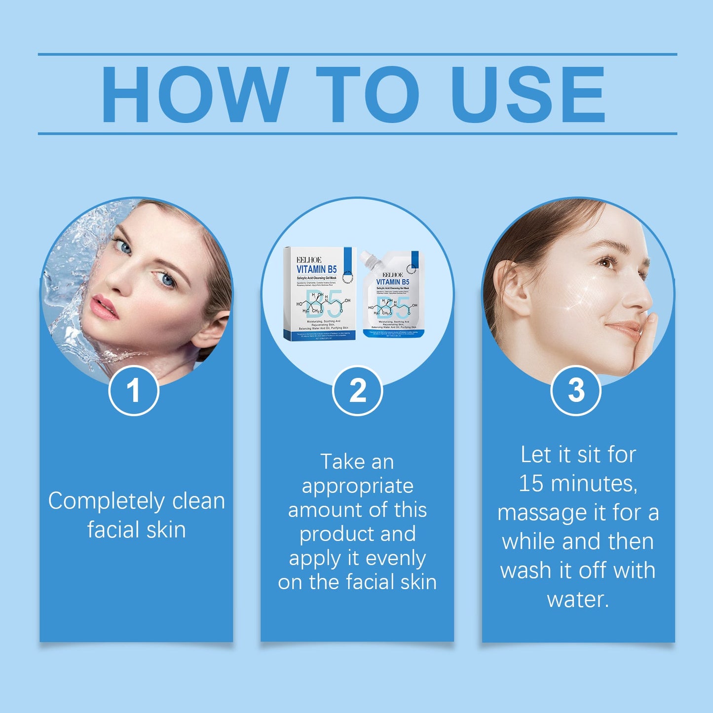 EELHOE Vitamin B5 Salicylic Acid Gel Mask Gently Cleans Pores And Blackheads To Nourish And Moisturize Skin