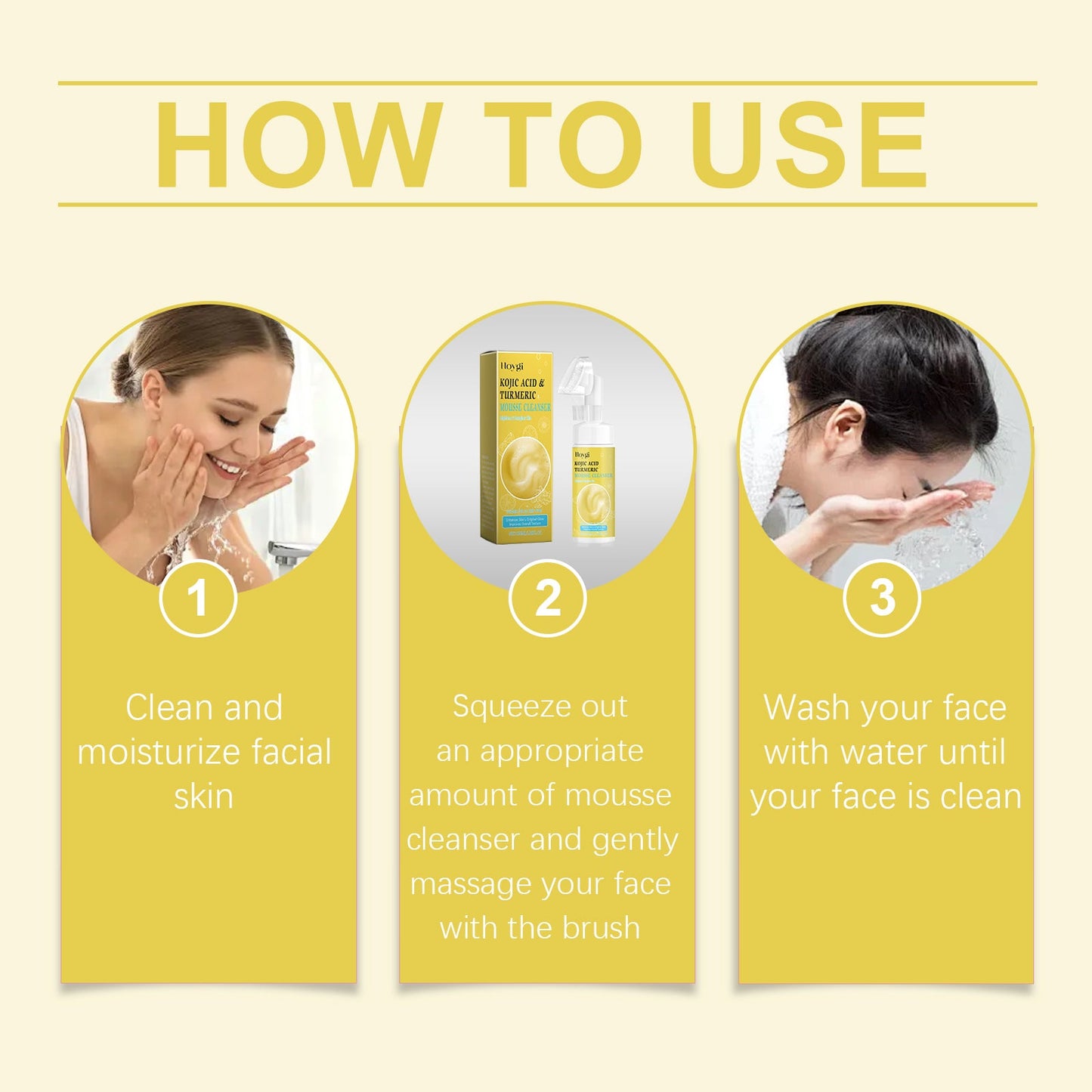 Hoygi Turmeric Gentle Cleansing Cleanser Massage Moisturizing Clean Exfoliating Gentle Skin Care Cleanser