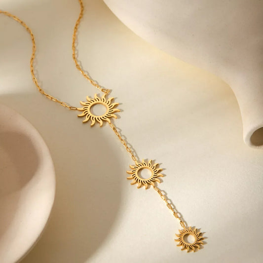 18K Gold-Plated Sun Pendant Necklace