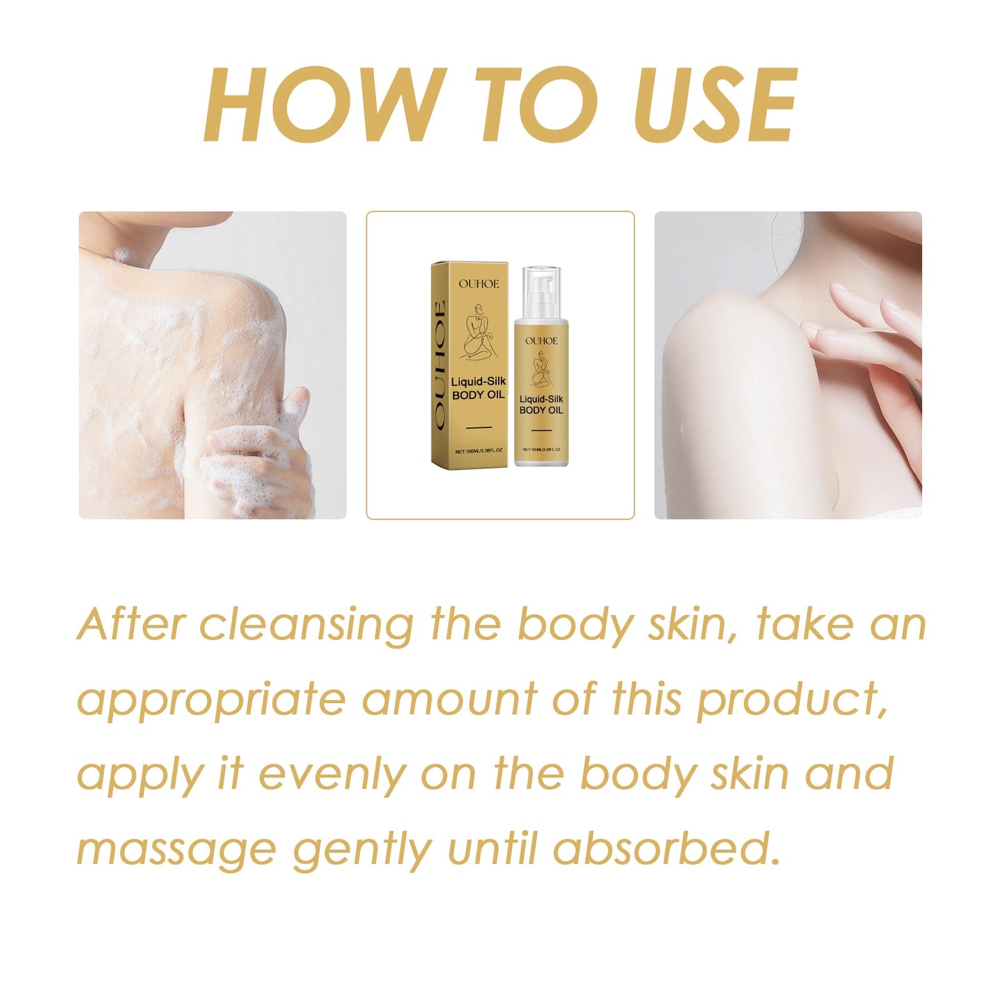 OUHOE Liquid Silk Body Essence Oil, Anti-Wrinkle Hydrating Repair Chicken Skin Firming Beauty Body Care Oil