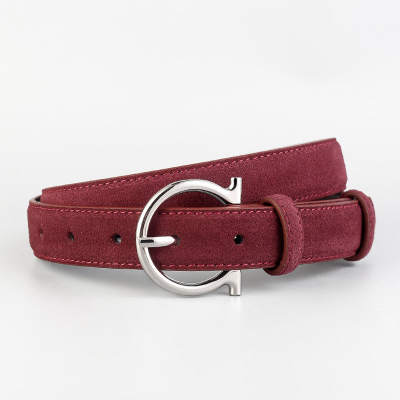 Leather Belt with Silver Buckle