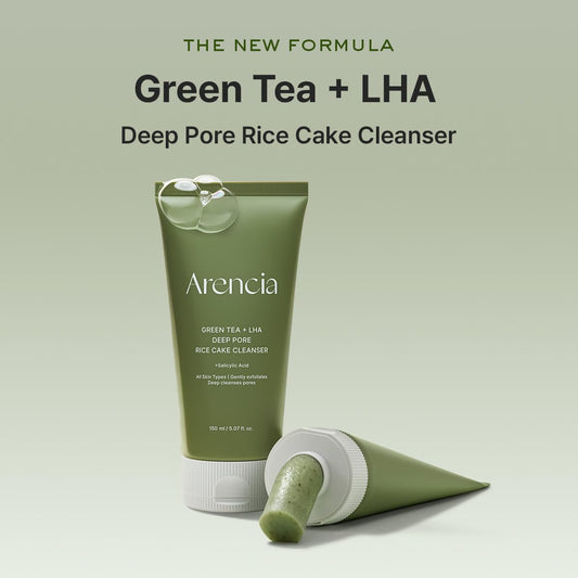 Arencia Green Tea + LHA Deep Pore Rice Cake Cleanser