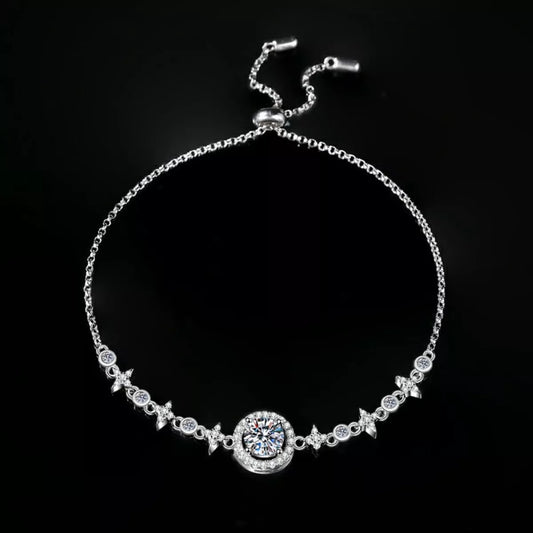1 Carat Moissanite 925 Sterling Silver Minimalist Bracelet