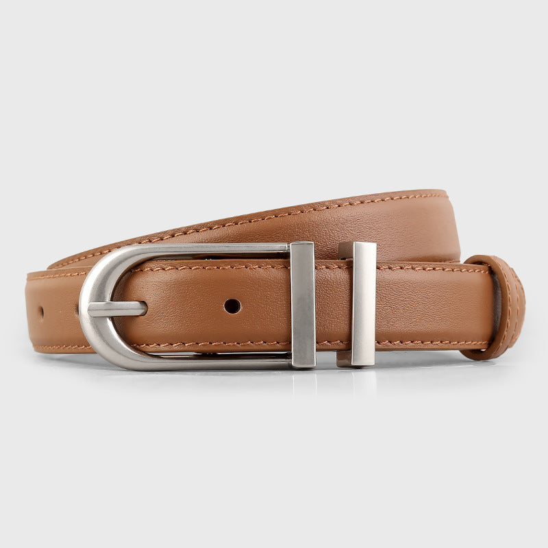 Leather Belt with Silver Buckle