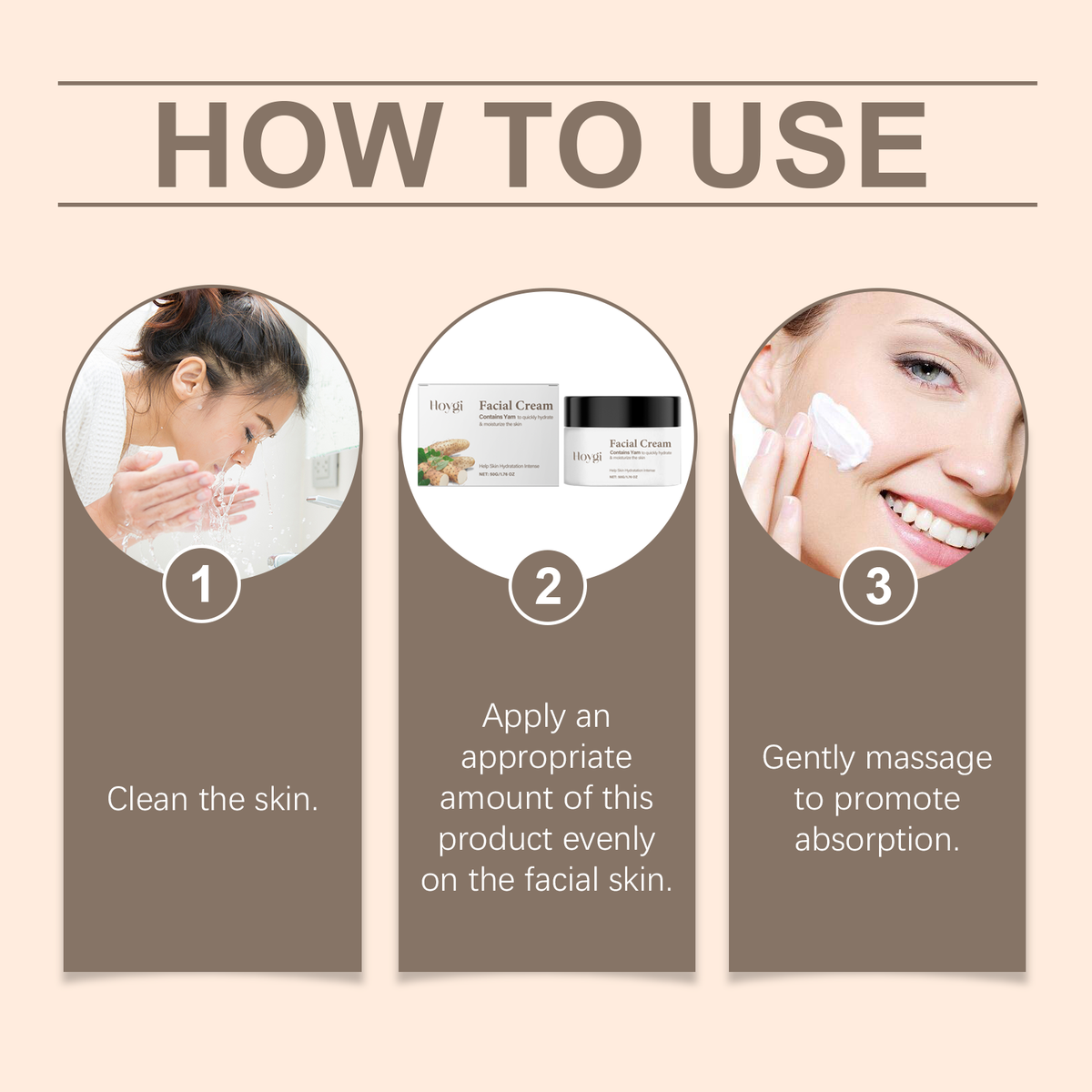 Hoygi Yam Cream, Moisturizes, Hydrates And Soothes Facial Skin With Balanced Care Cream