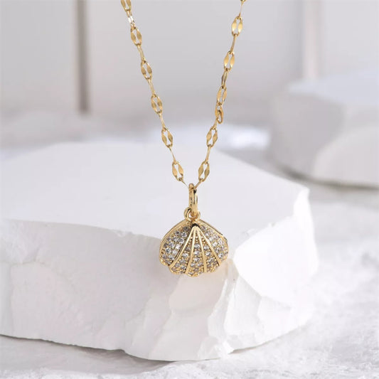 18K Gold-Plated Pearl Shell Necklace