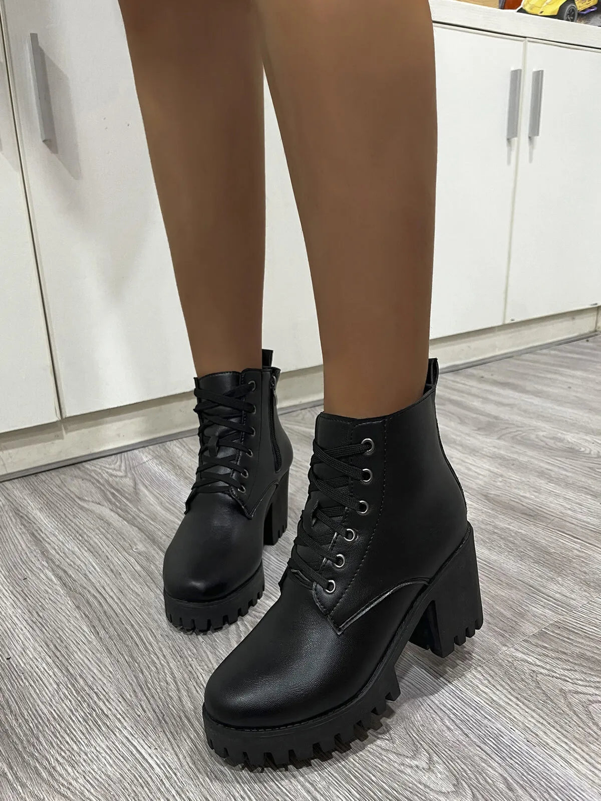 Round Toe Block Heels Boots