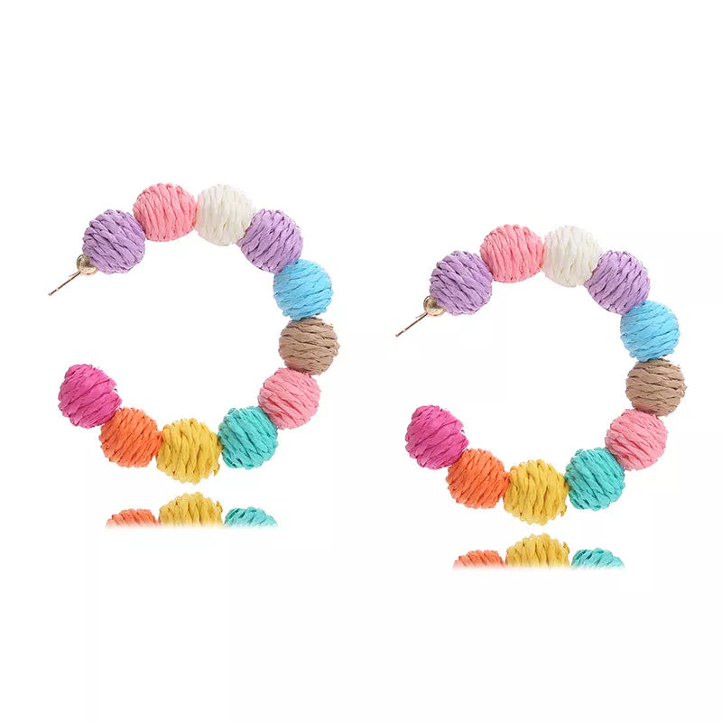 Raffia Grass C-Hoop Earrings
