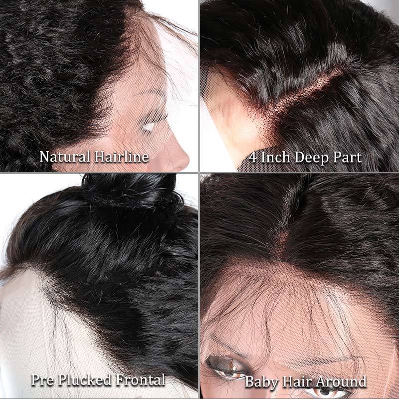 13x4 Lace Front Human Hair Wig Natural Color Deep Wave Density