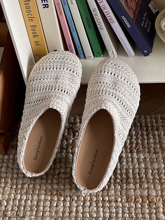 Knitted Round Toe Slip-Ons