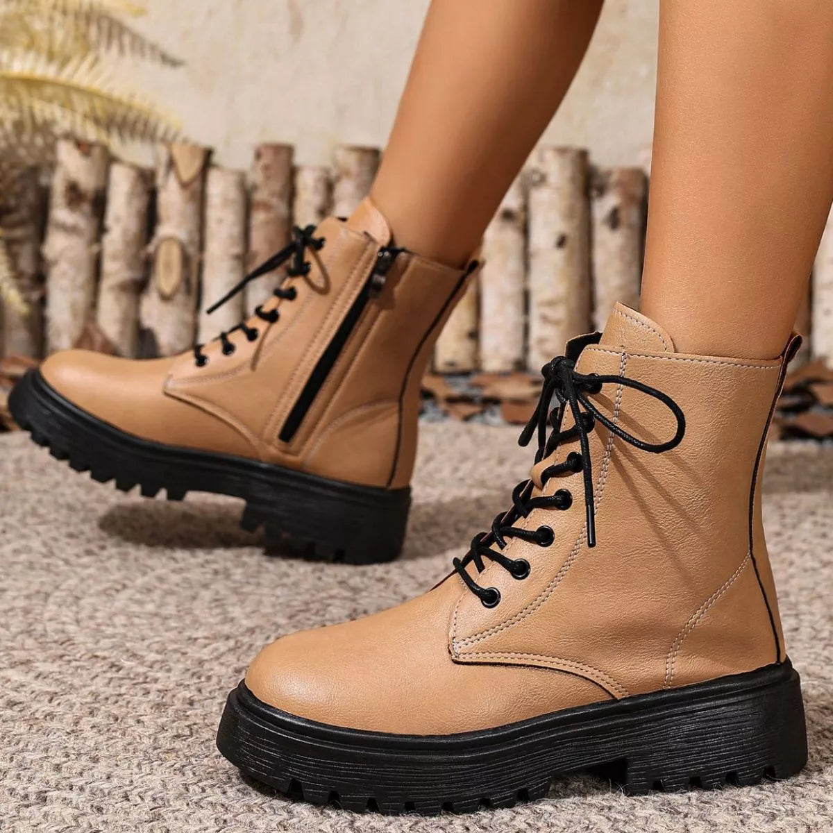 Round Toe Block Heels Boots
