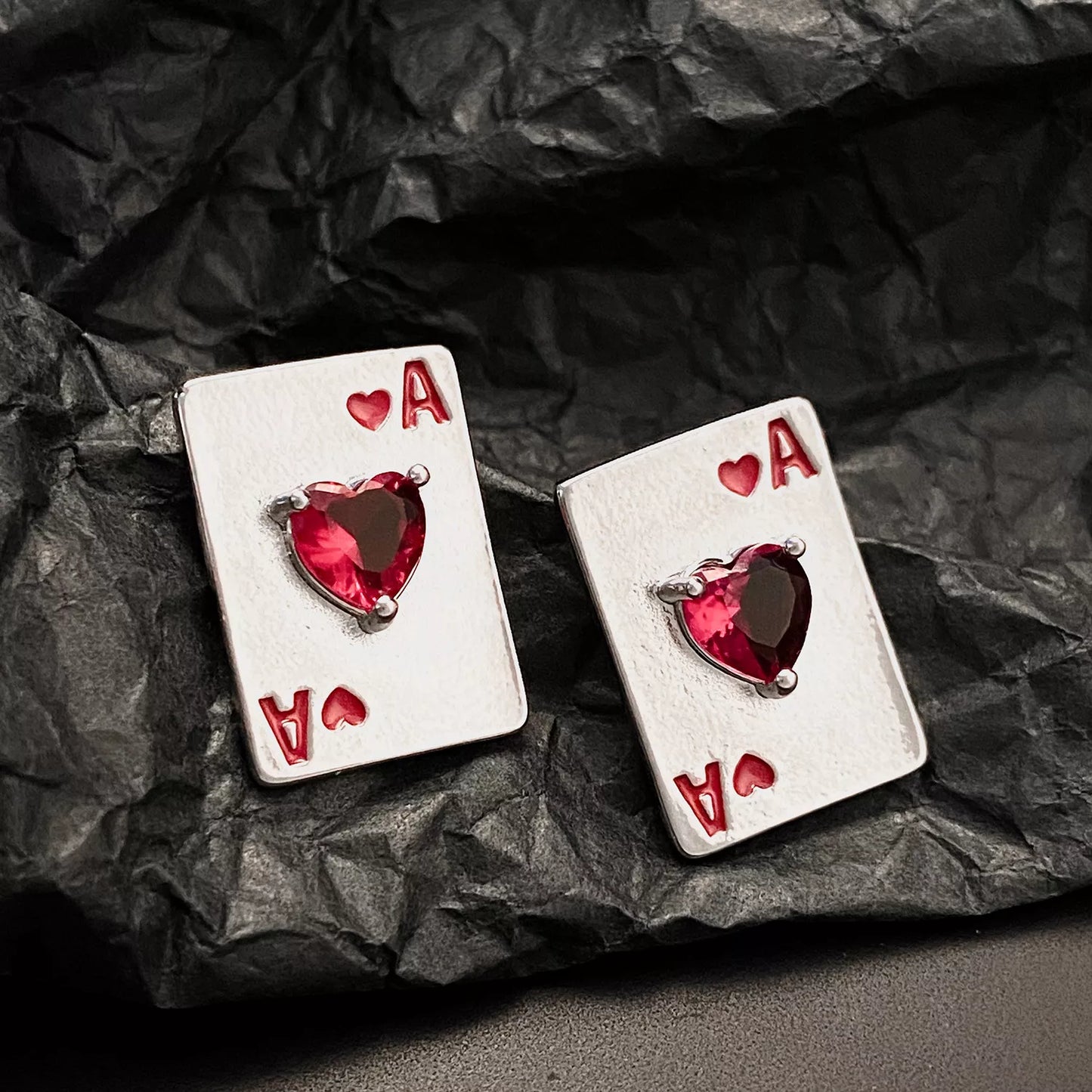 Poker Card Ace of Hearts Stud Earrings
