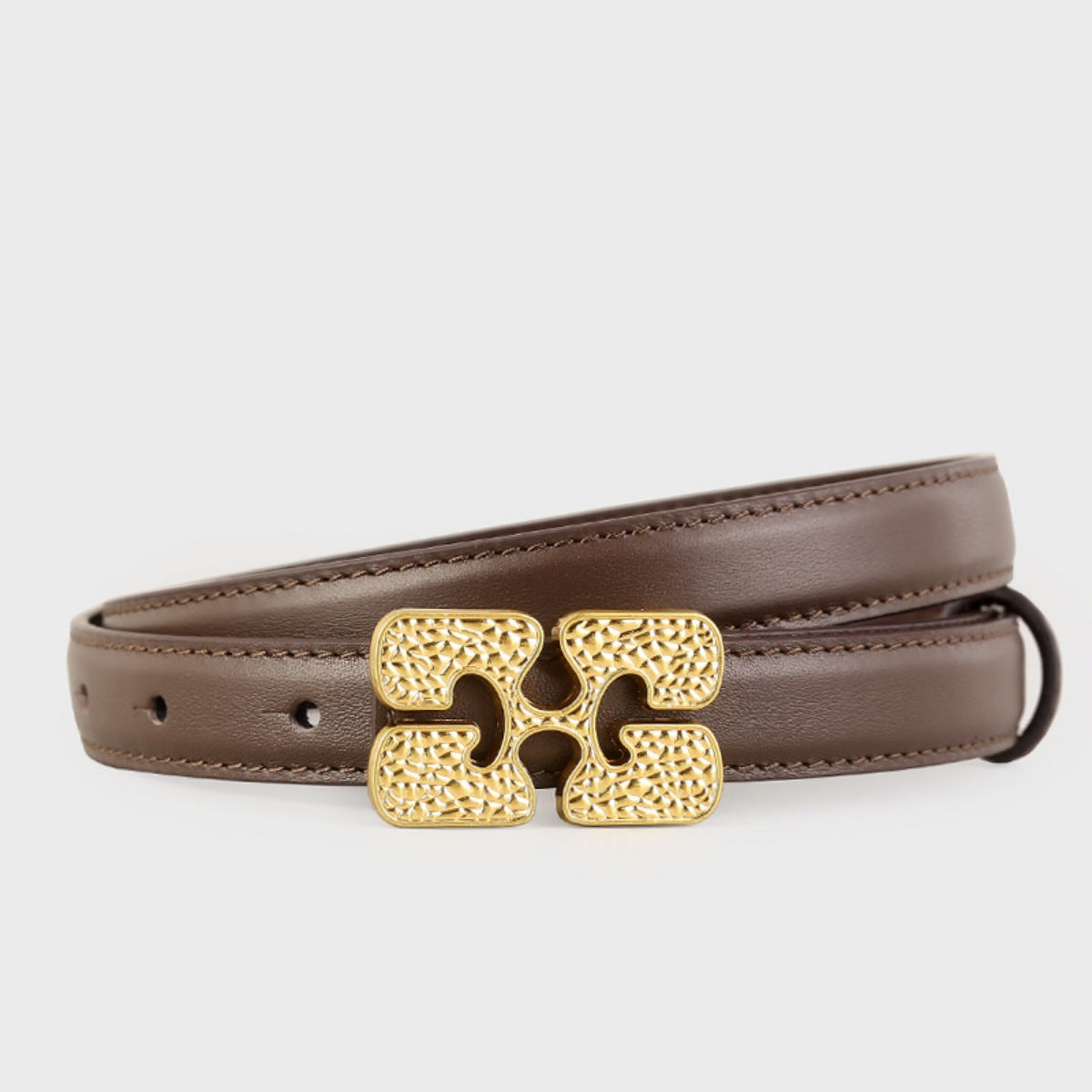Gold Buckle Leather Belt