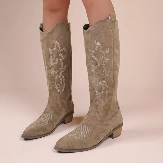 Point Toe Block Heels Boots