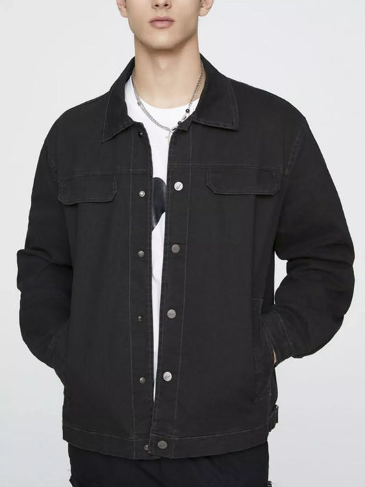 Men's Plus Size Button Up Long Sleeve Jacket