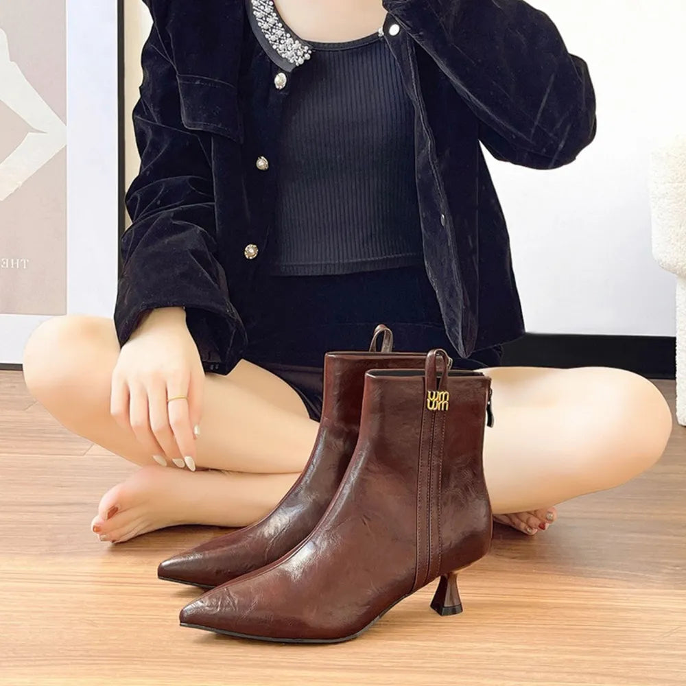 Point Toe Kitten Heels Boots