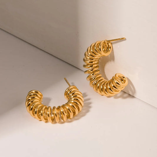 18K Gold-Plated Stainless Steel C-Hoop Earrings