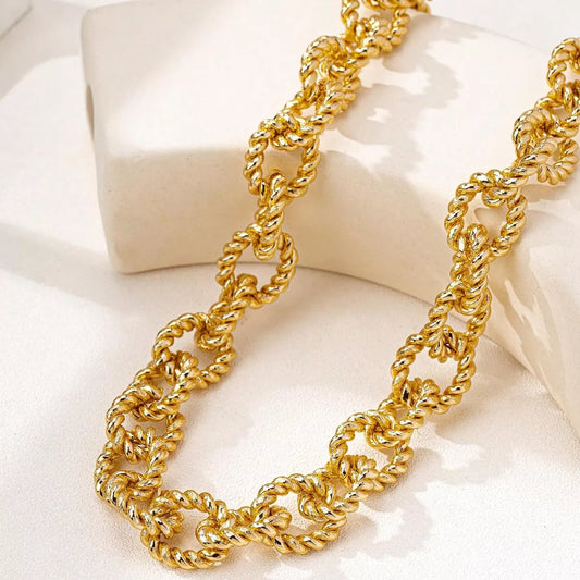 18K Gold-Plated Alloy Twisted Necklace