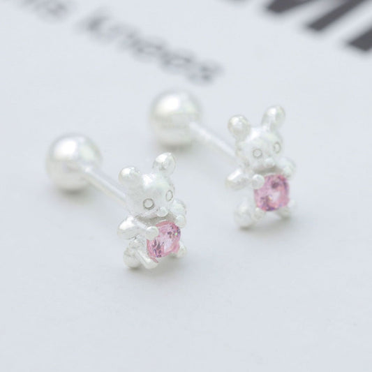 925 Sterling Silver Bear Stud Earrings