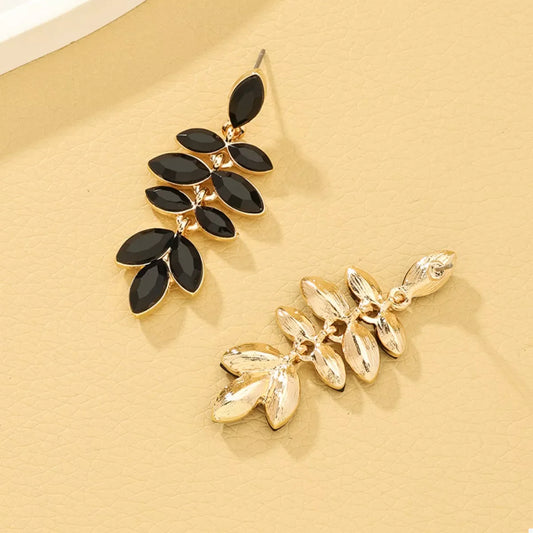 18K Gold-Plated Alloy Resin Leaf Drop Earrings