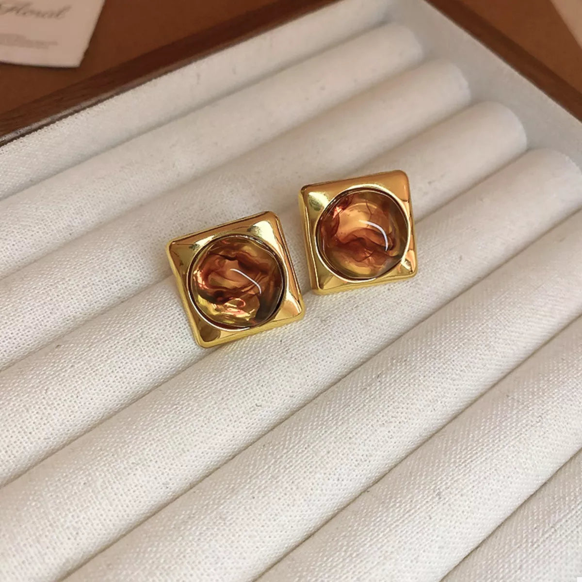 18K Gold-Plated Alloy Resin Geometric Earrings
