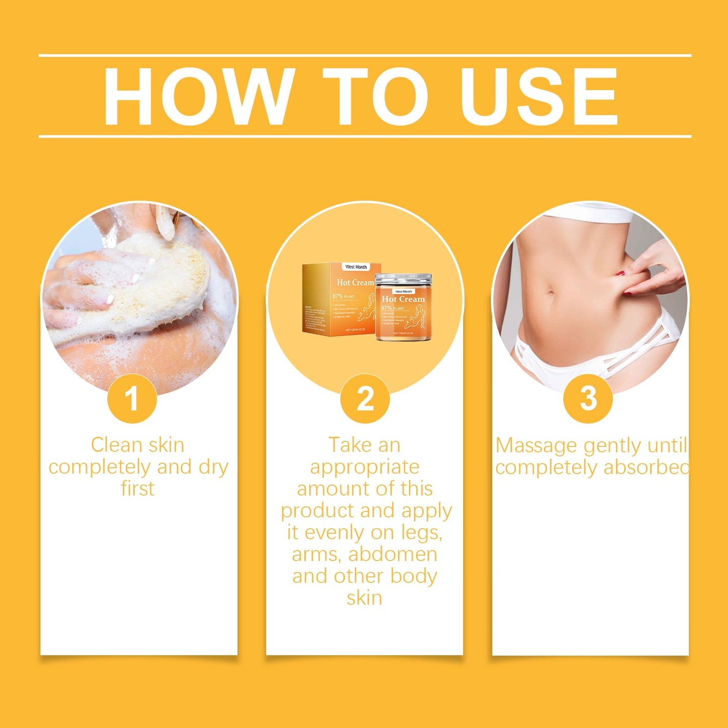West&Month Body Cream, Skin Moisturizing Massage Treatment Firming Arm Concave Light Body Care Cream