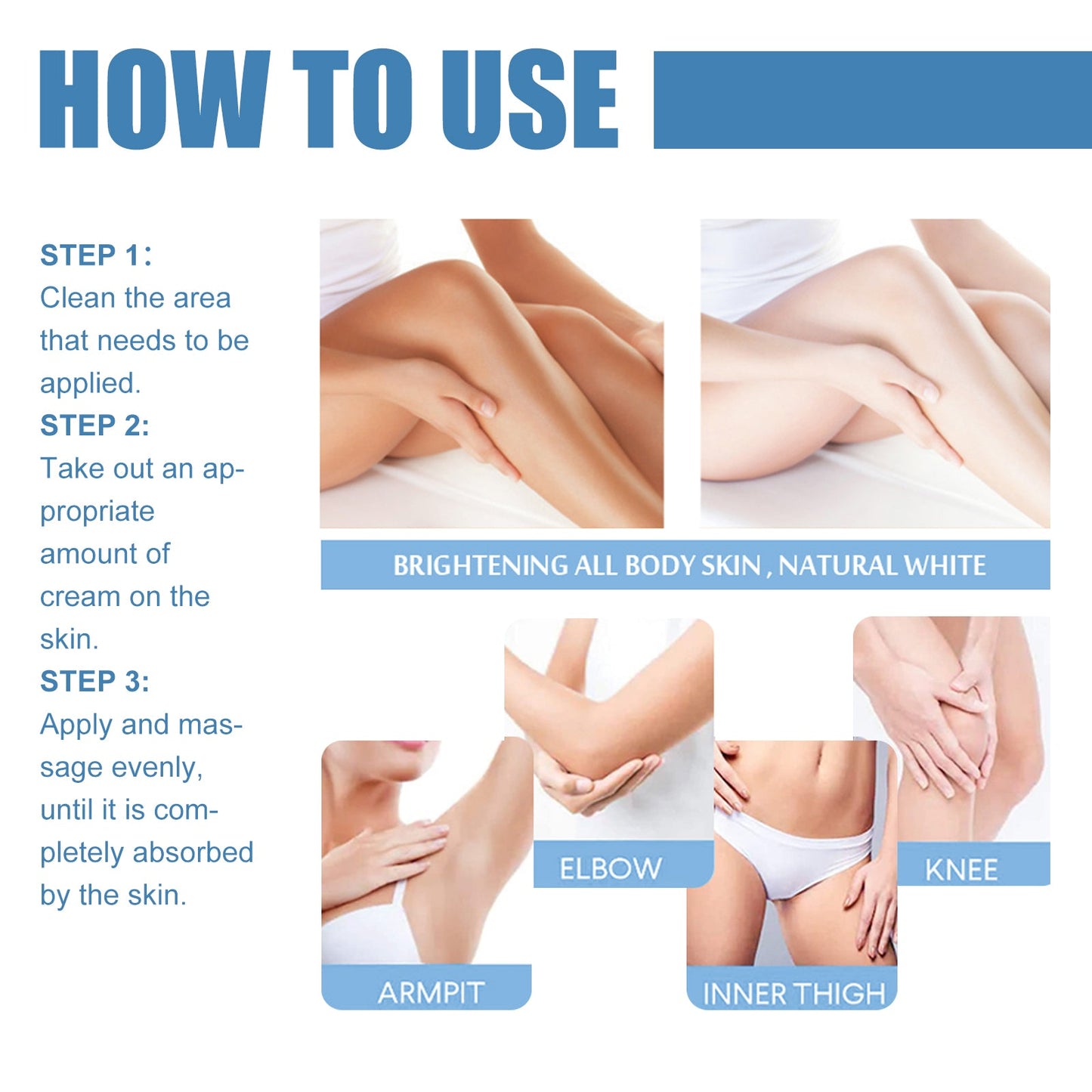 EELHOE Beauty Cream, Neck And Back Legs And Elbows Refreshing And Smooth Remove Stains Moisturize Skin Underarm Whitening Cream