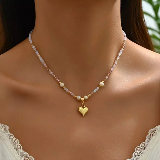 Bead Heart Pendant Necklace