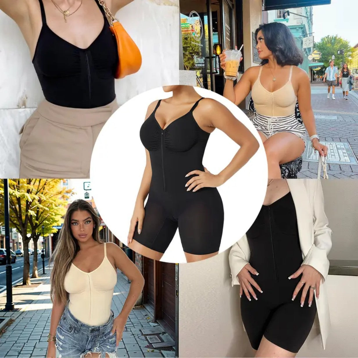 Shapewear For Women Tummy Control Bodysuits Zip-Up Comfort Ultra Stretch Fabric Customizable Fit Breathable Mesh Design Comfortable Fit