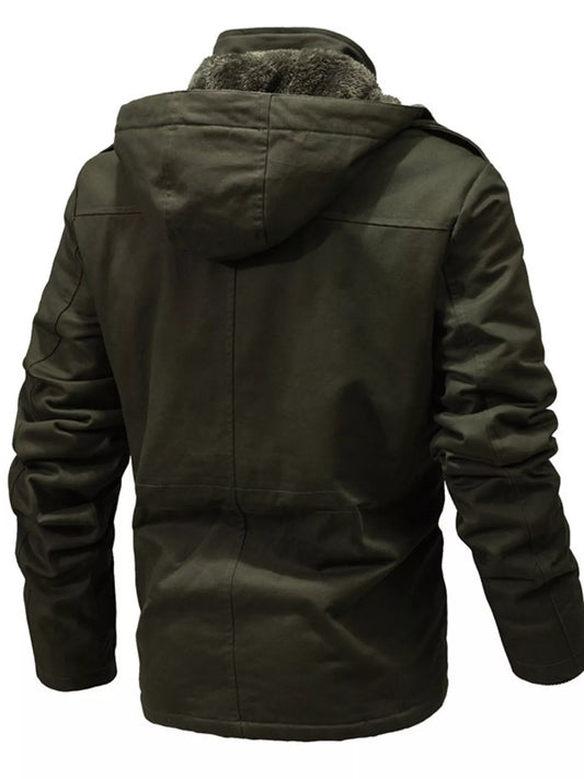 Men's Full Size Zip Up Multiple Pockets Jacket Plus Size